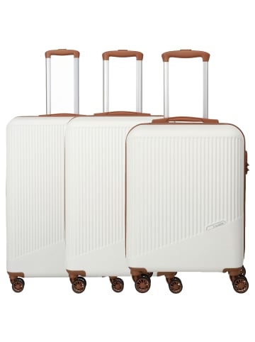 travelite Bali - 4-Rollen Trolley Set 3tlg. in weiß/cognac