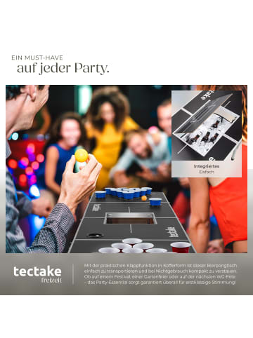 tectake Bierpongtisch mit Eisfach, inklusive 100 Bechern und 6 Bällen