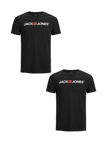 Jack & Jones 2er-SET Kurzarm T-Shirt Plus + Size CREW NECK in Schwarz-2