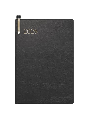 BRUNNEN Taschenkalender 723 7,6x11,2cm 1 Woche/2 Seiten Kunststoff schwarz 2026