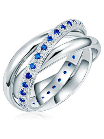 Lulu & Jane Ring Zirkonia blau in silber