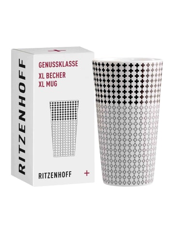 RITZENHOFF Kaffeebecher XL Genussklasse 525 ml in schwarz-weiß