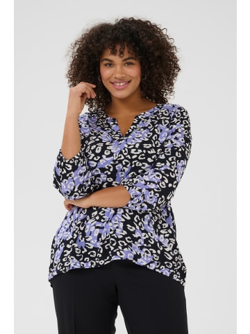 KAFFE curve Bluse kurzarm KCjanni Regular fit in Blue Leopard