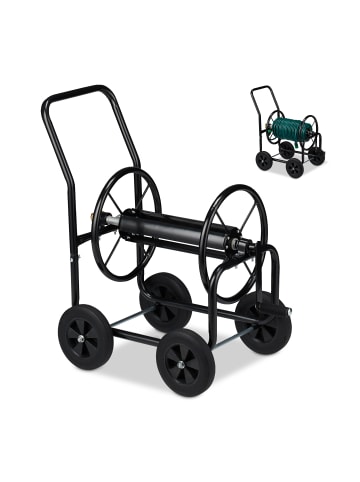 relaxdays Schlauchwagen in Schwarz - (B)48x (H)81 x (T)80 cm