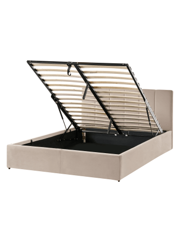 Beliani 2-tlg Doppelbett DREUX in Beige/Schwarz