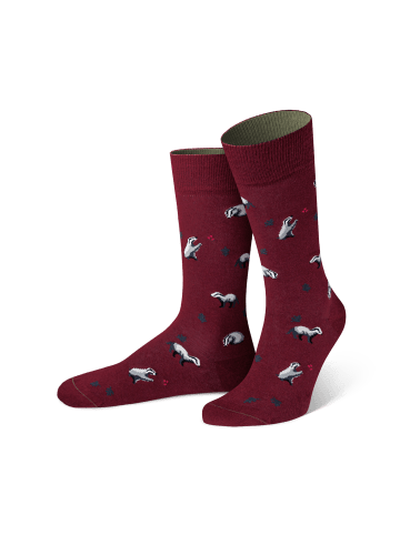 von Jungfeld Gemusterte Socken mit Dachs Icon in Rot