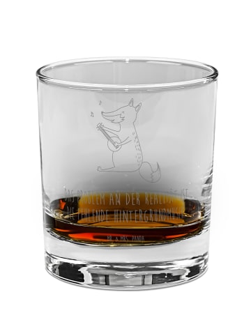Mr. & Mrs. Panda Whisky Glas Fuchs Gitarre mit Spruch in Transparent