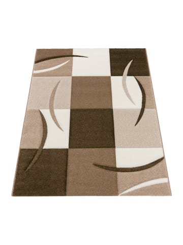 KADIMA DESIGN Teppich Kurzflor Karo Wohnzimmer in Braun