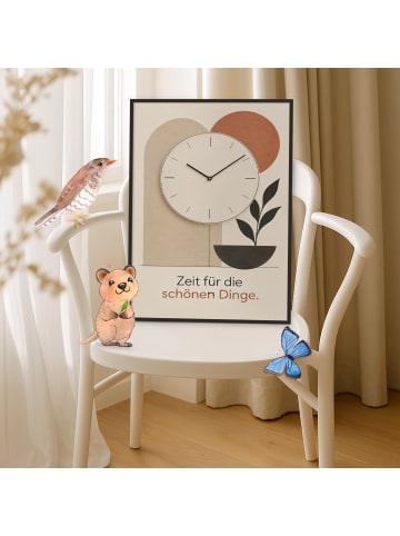 Mr. & Mrs. Panda Poster Uhr minimalistisch Design mit Spruch in Weiß