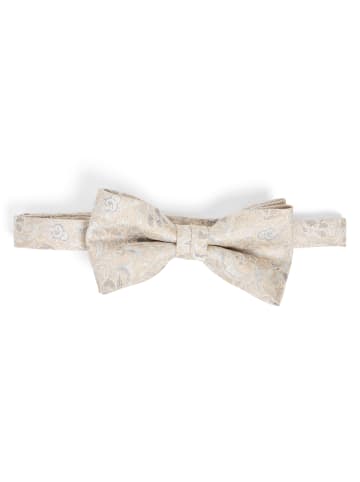 WILVORST Herren Fliege und Einstecktuch in beige hellgrau - 0001