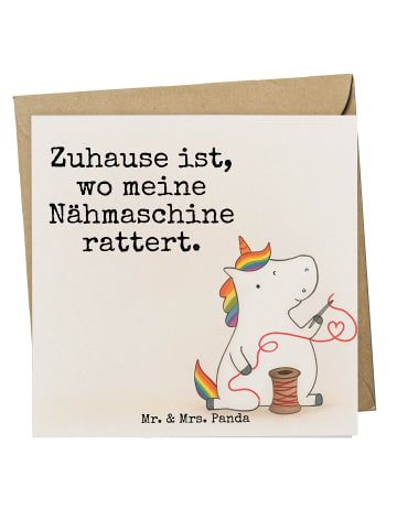 Mr. & Mrs. Panda Deluxe Karte Einhorn Näherin Design mit Spruch in Weiß