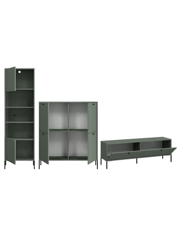 Feldmann-Wohnen Wohnzimmer-Set 3-teilig Vitoria grün schwarz 304 / 38 / 180cm