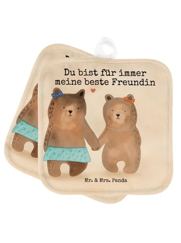 Mr. & Mrs. Panda Topflappen Bär Freundin Design mit Spruch in Weiß