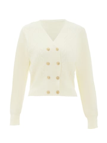 NAEMI Damen Strickjacke in Wollweiss
