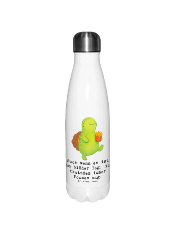 Mr. & Mrs. Panda Wasserflasche Schildkröte  Pommes mit Spruch in Weiß