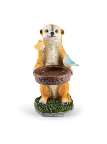 EASYmaxx Solar-Leuchte Erdmännchen Vogeltränke 1,2V mehrfarbig Braun