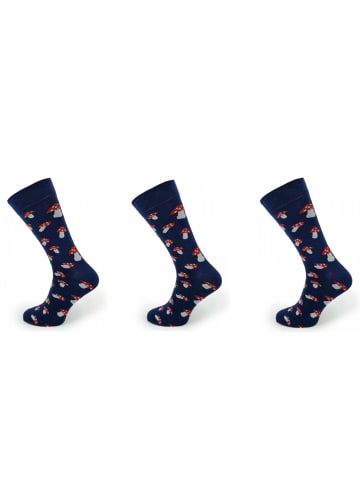 COFI 1453 Socken Pilzmuster Baumwollmischung Herrensocken in Navyblau in Navyblau