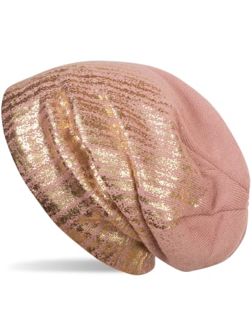 styleBREAKER Feinstrick Beanie Mütze in Altrose / Gold