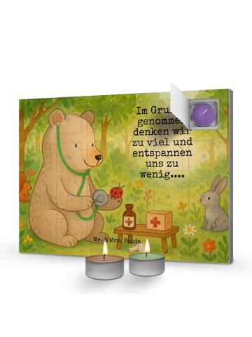 Mr. & Mrs. Panda Kerzen Adventskalender Bär Arzt Design mit Spruch in Weiß