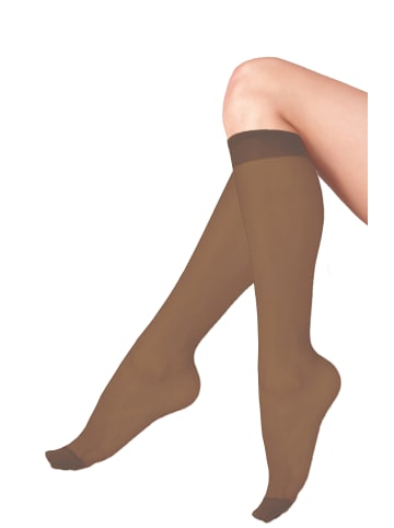 Yenita® Feinkniestrümpfe 60 Den 10 Paar Kniestrümpfe in perle