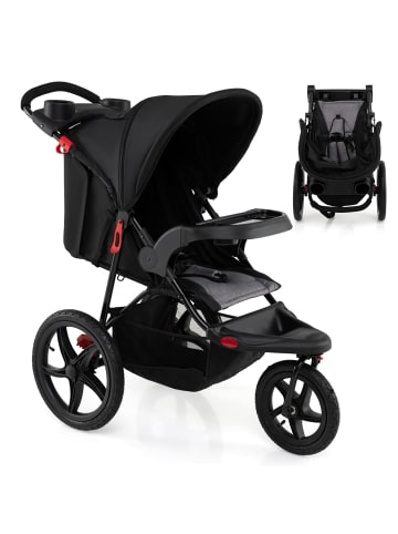 COSTWAY Dreirad Kinderwagen für Baby von 0-4 Jahren in Schwarz