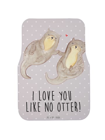 Mr. & Mrs. Panda Autoteppich Otter Hände halten mit Spruch in Grau Pastell