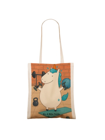 Mr. & Mrs. Panda Tote Bag Einhorn Fitness Design ohne Spruch in Weiß