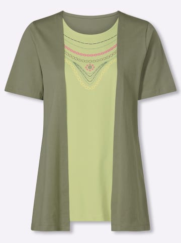 Sieh an! 2-in-1-Shirt in khaki-pistazie
