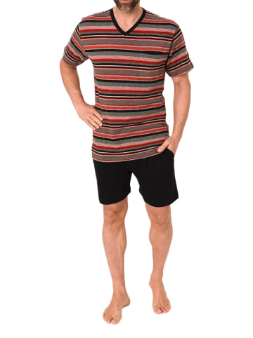 NORMANN Kurzarm Schlafanzug Pyjama Shorty Streifen - 84472 in rot