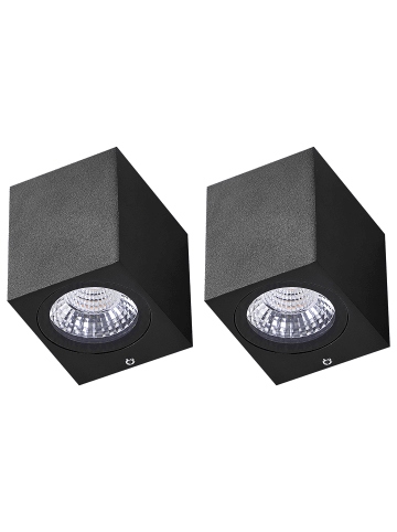 Beliani 2er-Set LED-Wandleuchte für den Außenbereich ARANSAS in Schwarz