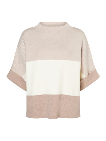 More & More weiter Halbarm-Pullover, Colorblock in beige/offwhite