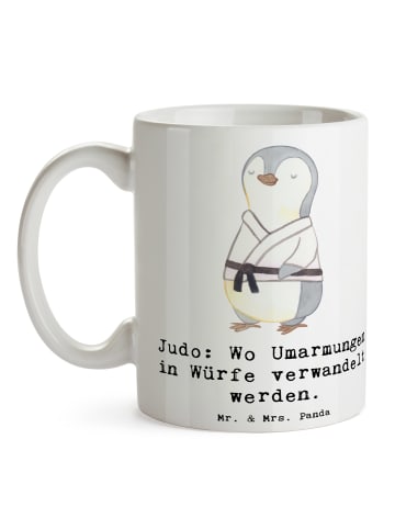 Mr. & Mrs. Panda Keramikbecher Judo Umarmungen mit Spruch in Weiß