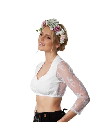 tectake Dirndlbluse mit langen Ärmeln, weiß