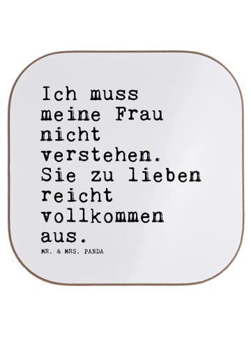 Mr. & Mrs. Panda Holzuntersetzer Ich muss meine Frau... mit Spruch in Weiß