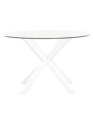 Beliani Runder Tisch MALETTO in Weiß/Transparent - (W) 120 x (H) 77 x (L) 120 cm