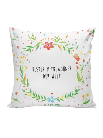 Kuschel Kissen Mitbewohner mit Spruch in Weiß