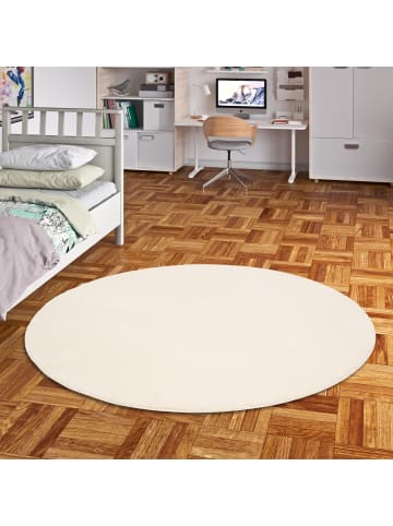 Pergamon Hochflor-Teppich Silky Rund in creme