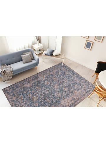 Kurzflor Teppich Anita 225 in Blau Gold