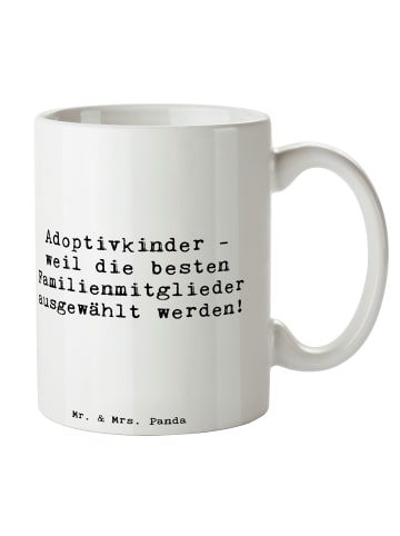 Mr. & Mrs. Panda Tasse Adoptivkind Auswahl mit Spruch in Weiß