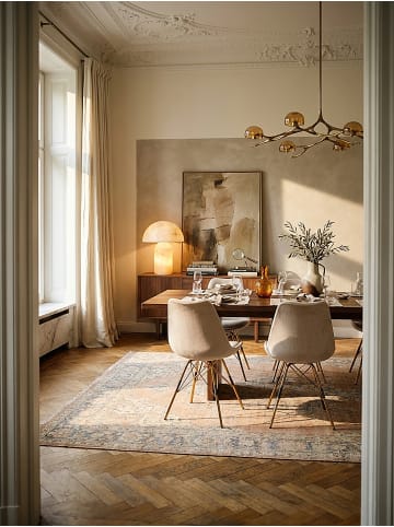 KADIMA DESIGN Esszimmerstuhl 2er Set Cara-Stoff Küchenstuhl mit goldenen in Beige