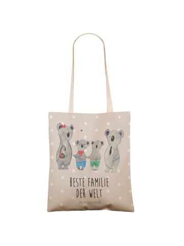 Mr. & Mrs. Panda Schultertasche Koala Familie zwei mit Spruch in Grau Pastell