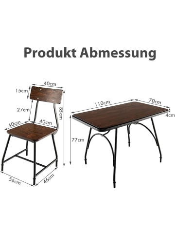 COSTWAY 2er Set Esszimmerstühle in Braun