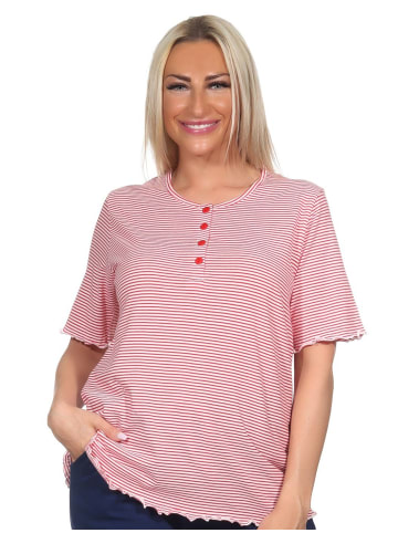 NORMANN Schlafanzug kurzarm Oberteil Pyjama Shirt Top in pink