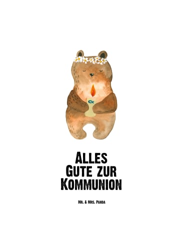 Mr. & Mrs. Panda Trinkflasche Bär Kommunion mit Spruch in Weiß