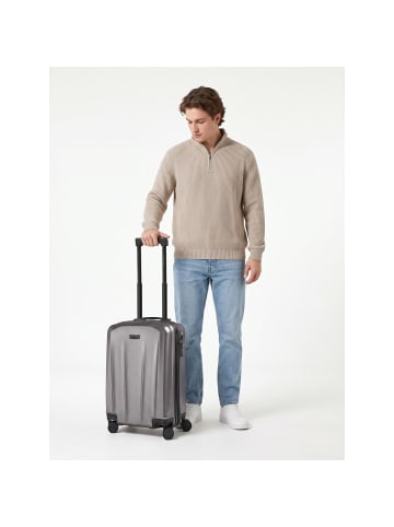 Police New York 4 Rollen Kabinentrolley S 54 cm mit Dehnfalte in silver grey