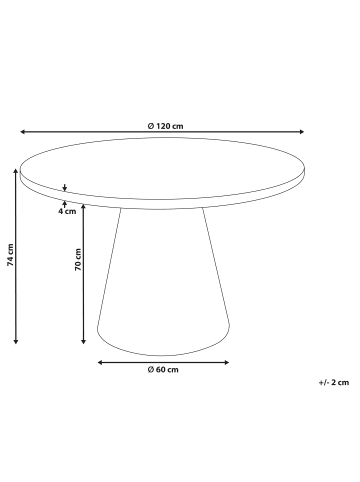 Beliani Esszimmertisch MERE in Weiß - (W) 120 x (H) 74 x (L) 120 cm