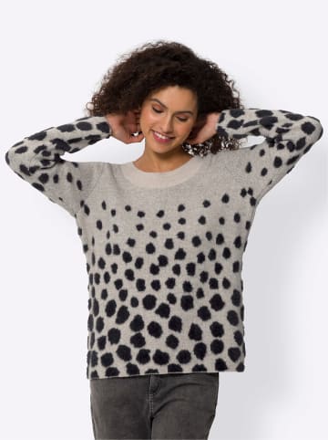 Heine Jacquard-Pullover in sand-schwarz-gemustert