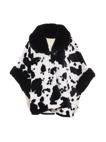 faina Women Poncho in Schwarz Wollweiss
