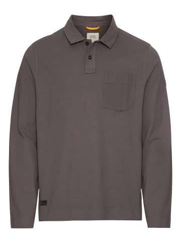 Camel Active Langarm Poloshirt aus reiner Baumwolle in Grau