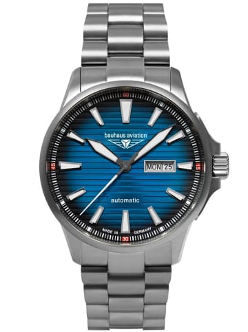 Bauhaus Herrenuhr Aviation Iron Annie Automatik Titan/Blau